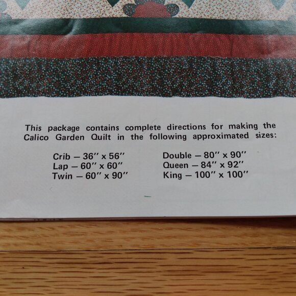 Vintage 80s Calico Garden Quilt Sewing Pattern with Templates - Picture 4 of 6